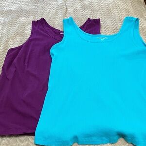Woman Within Purple and Blue Tank Tops